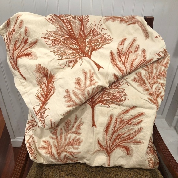 Pottery Barn Orange & Cream Wild Grass Pillow Slipcovers, Set of 2, 22"x 22" - Picture 1 of 5